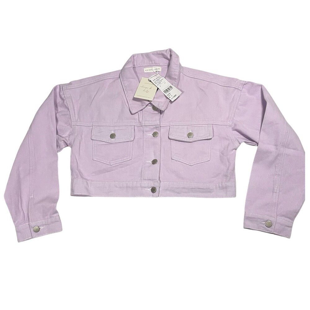 Air Space Lady Lavender Rose‎ Cropped Jean Jacket